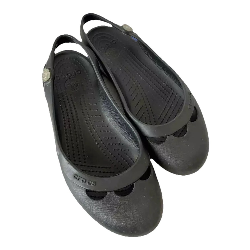 Crocs Shoes Flats Sz  7 Black‎ Slip Back Comfort Casual Women